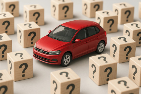 question marks next to the car model